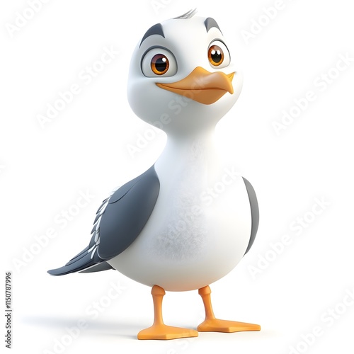 Cute 3D Seagull Character