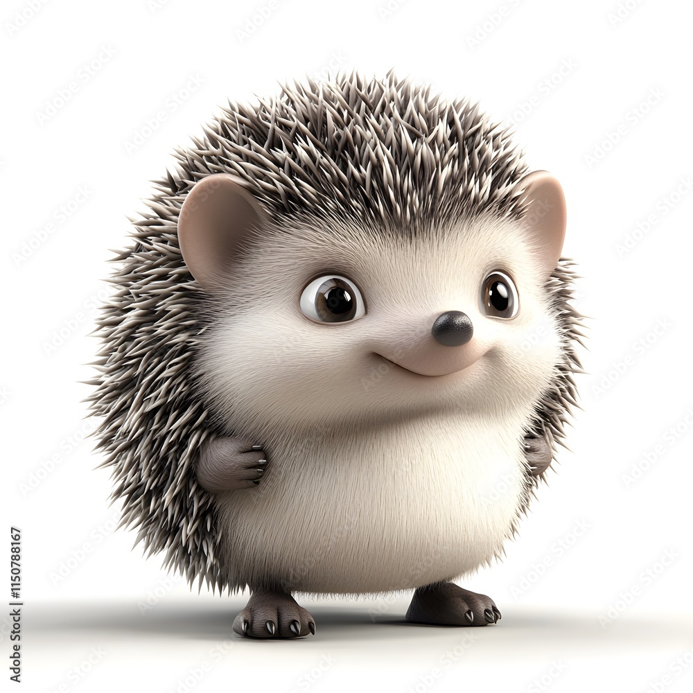 Naklejka premium Cute 3D Hedgehog Character