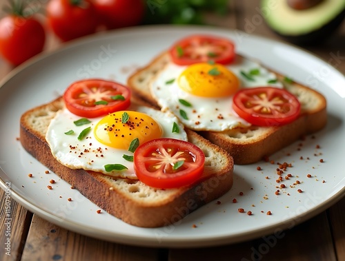 A low-calorie breakfast setup for weight loss featuring a nutritious meal with fresh ingredients, perfect for a healthy morning routine.