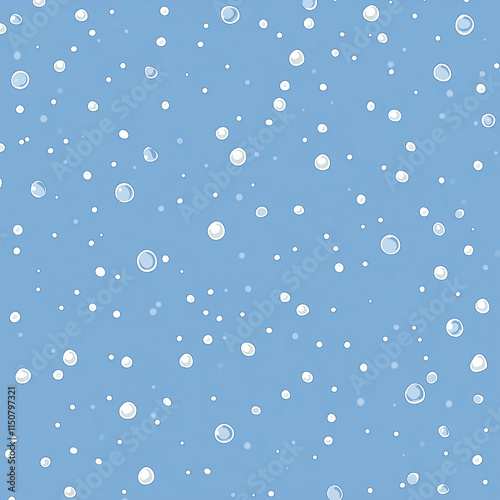 Small Water Droplets Seamless Pattern on Blue Background
