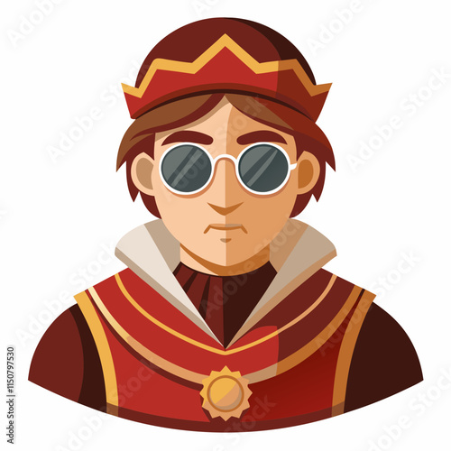 man avatar in an Italian renaissance-inspired tunic and sunglasses.