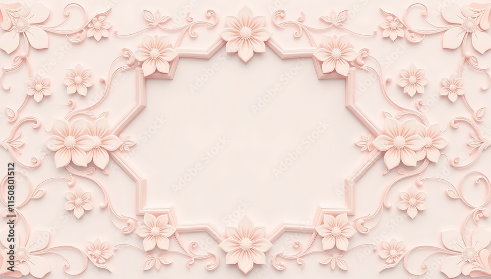 Elegant Pink Floral Design with Ornate Frame Elegant Pink Floral Design with Ornate Frame