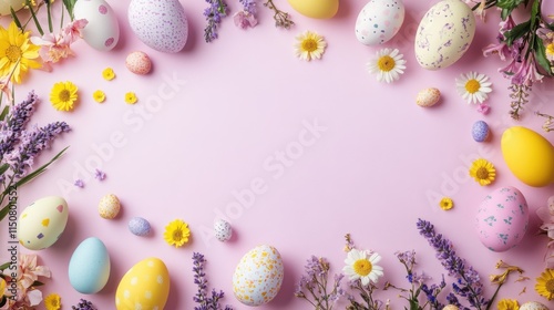 Wallpaper Mural Easter abstract background. Featuring soft pastels of pink, blue, and yellow. Highlighting renewal, hope, and joy. Perfect for Easter promotions Torontodigital.ca