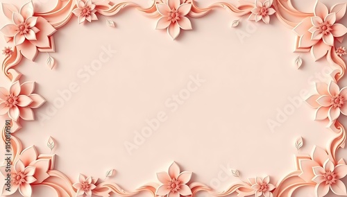 Peach Floral Frame Elegant Design Background