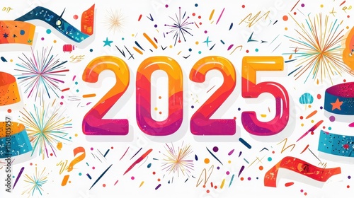 Celebratory Design with Bold Font Elements Framed for New Year Celebrations in 2025 Artwork