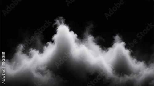 Realistic illustration with spooky smoke and steam above water surface. Steam clouds, fog and haze on black background
