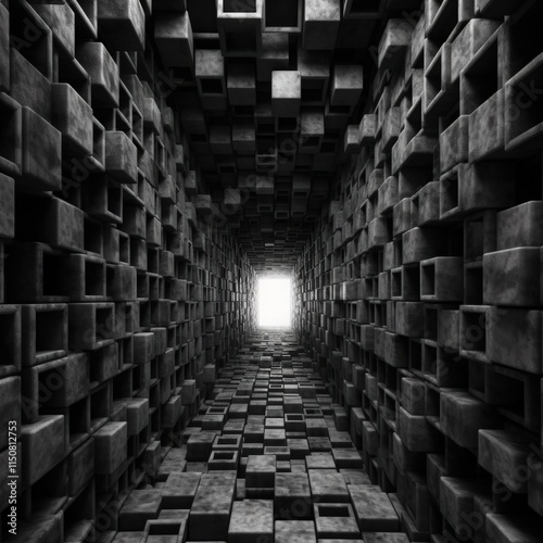 Corridor of infinit black blocks photo