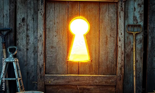 Glowing keyhole abstract