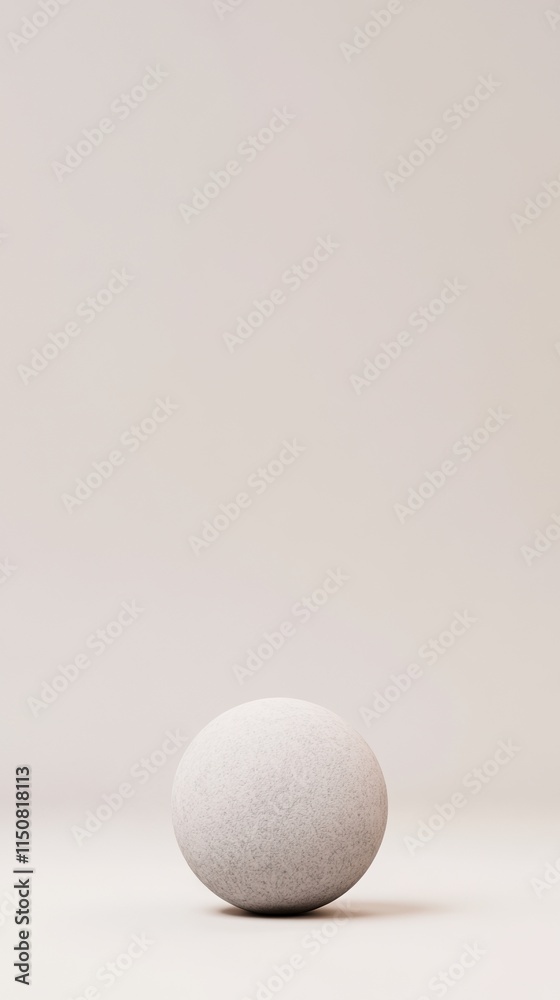 Minimalistic 3D Rendered Animation of Rotating White Sphere on Neutral Background with Subtle Texture and Soft Lighting for Modern Design