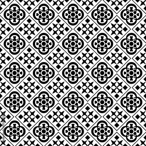Ceramic vintage pattern in black and white geometrics