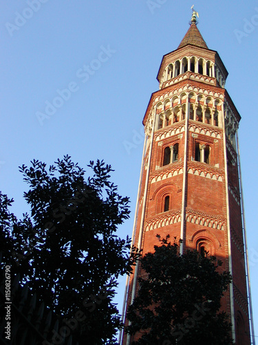 Torre del Filarete, a medieval-style tower located in Milan, Italy, at the Castello Sforzesco (Sforza Castle). photo