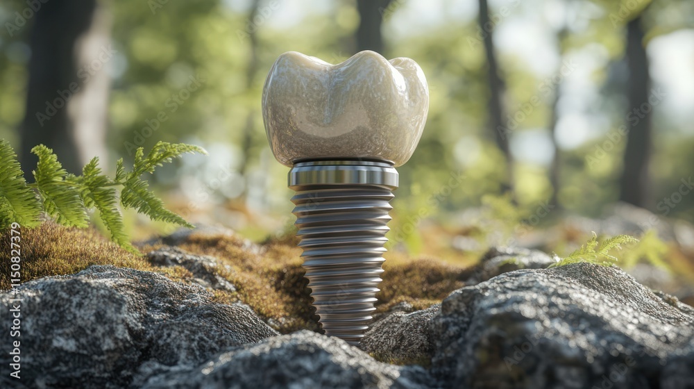 Obraz premium Dental implant in nature setting.