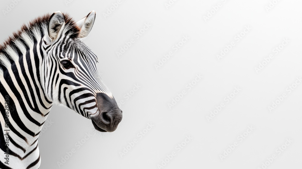 Side view of zebra with white background Side view of zebra with white background