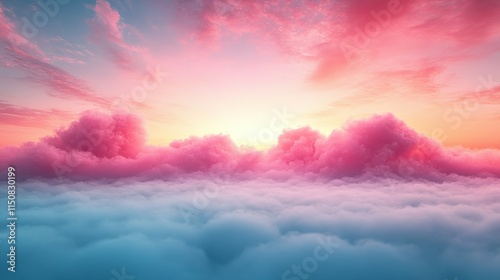 Pink and Blue Cloudscape at Sunset Above a Sea of Clouds