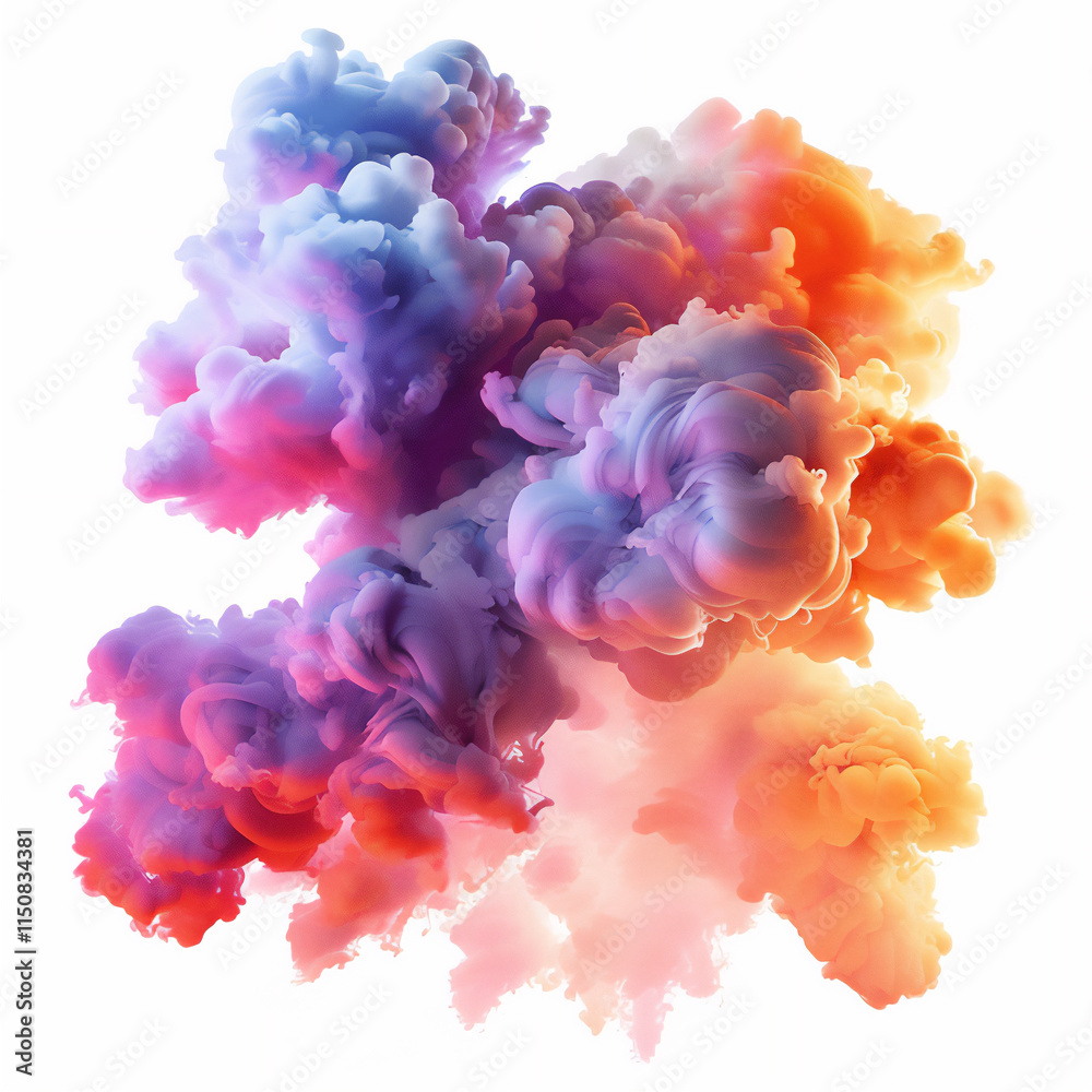 Obraz premium colorful smoke flash on white background version 3