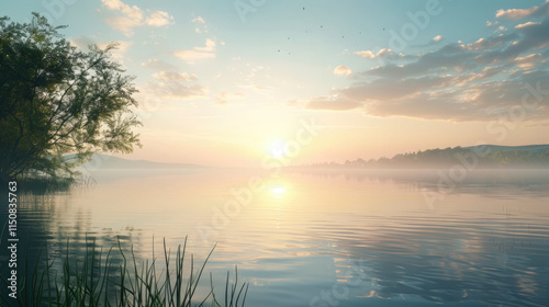 sunrise over the lake