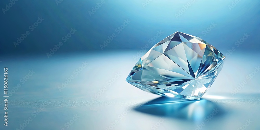 A sparkling gemstone, a brilliant cut jewel resting on a smooth surface A sparkling gemstone, a brilliant cut jewel resting on a smooth surface