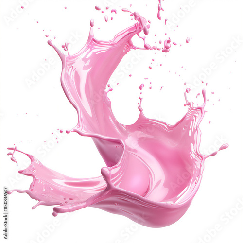 Strawberry Milk splash splash on white background version 4