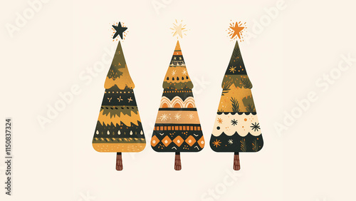 Stylish Trio of Christmas Trees with Gold Accents