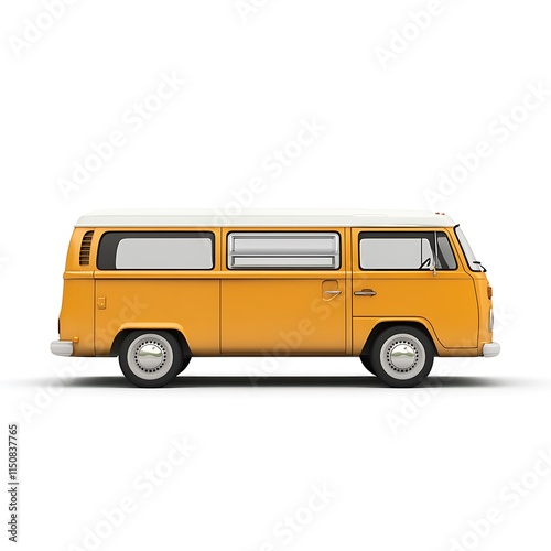 Car Van Transportation Isolated on White Background, High-Quality Image