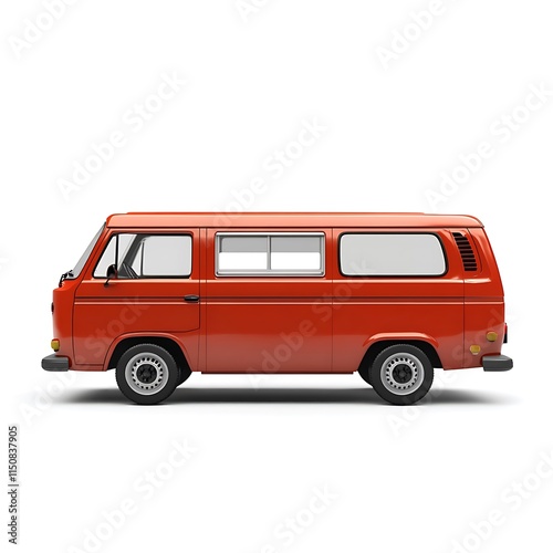 Car Van Transportation Isolated on White Background, High-Quality Image