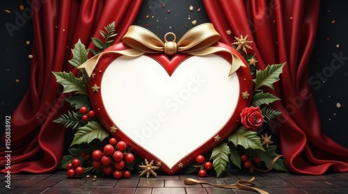 Wallpaper Mural Theater Stage and Heart, New Year and Happy New Year Background images, Christmas Card... Torontodigital.ca