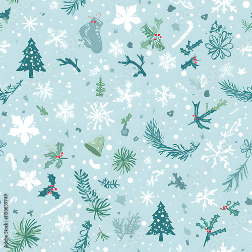 Festive Snowflakes and Holiday Icons Pattern