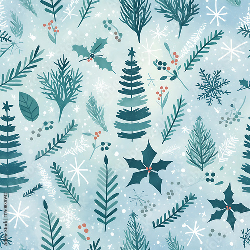Elegant Winter Foliage and Holly Pattern