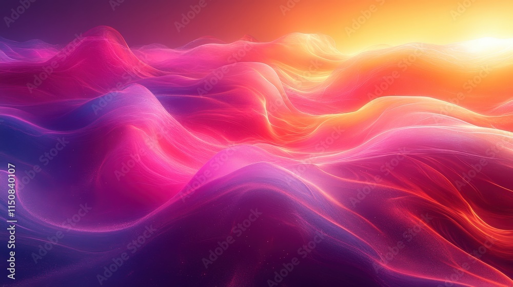 Abstract vibrant landscape with glowing hills and sunset. Abstract vibrant landscape with glowing hills and sunset.