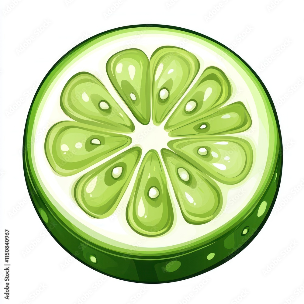 Green lime slice with a bright white inside. Green lime slice with a bright white inside.