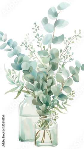 Elegant Eucalyptus Arrangement in Glass Jars