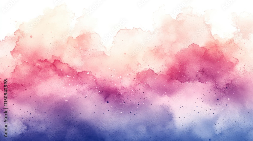 Abstract watercolor cloudscape in pink, purple, and blue hues. Abstract watercolor cloudscape in pink, purple, and blue hues.