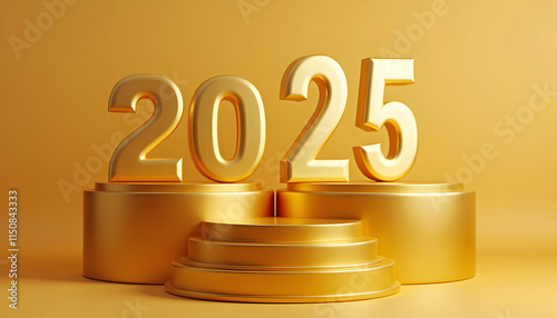 Golden 2025 - Stunning Image of Shimmering Gold Numbers on a Dark Background