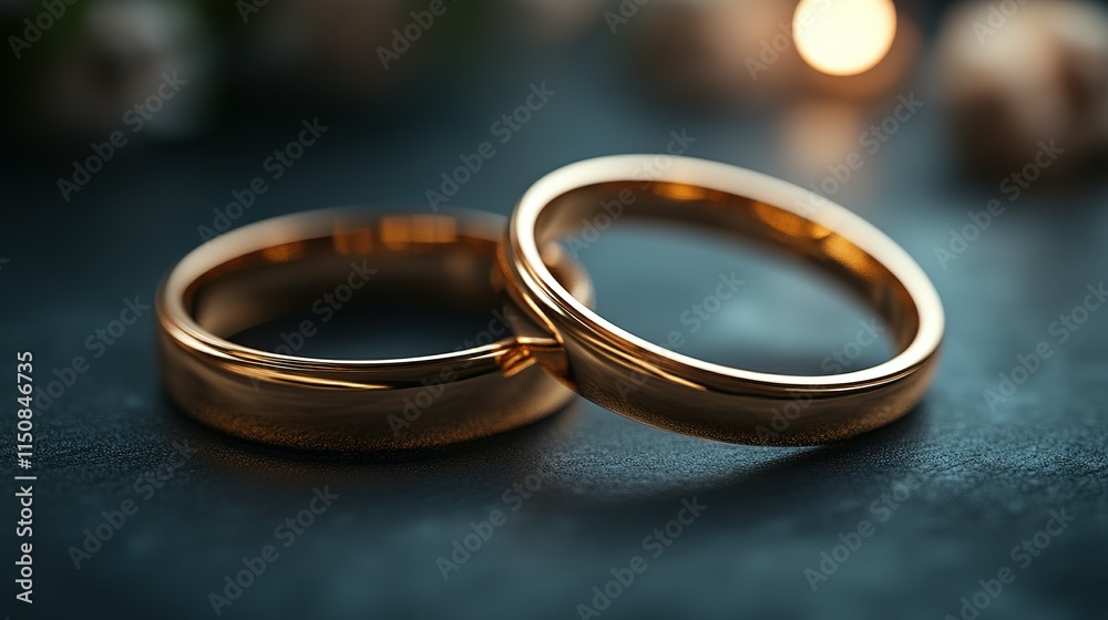 Two Golden Wedding Rings Resting Together Two Golden Wedding Rings Resting Together
