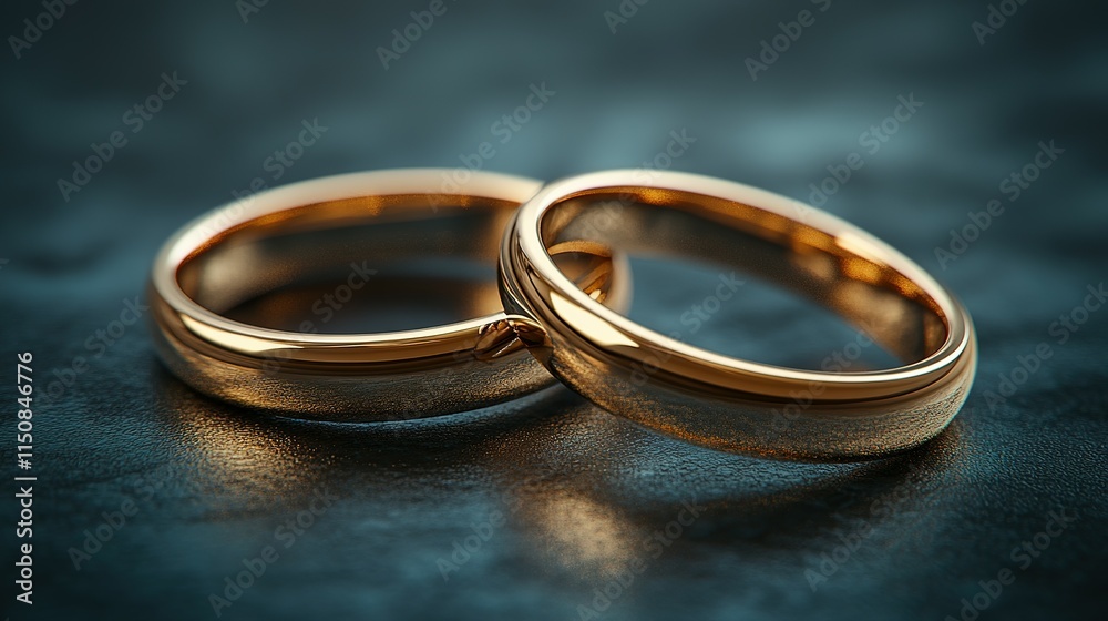Two Gold Wedding Rings Resting Together Two Gold Wedding Rings Resting Together