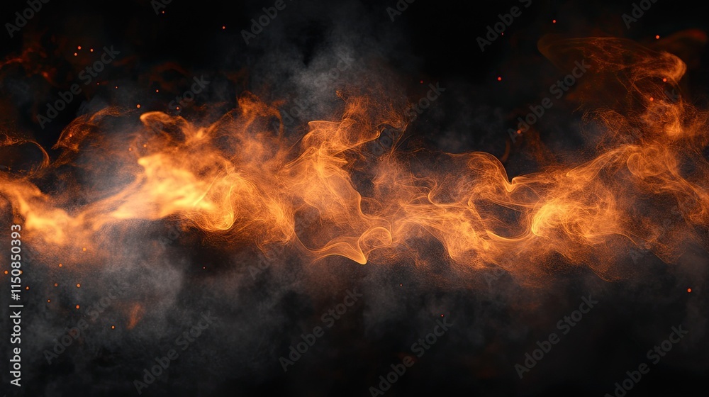 Orange smoke or fog swirls on a transparent background Orange smoke or fog swirls on a transparent background