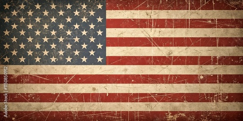 A faded American flag with stars and stripes