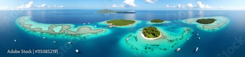 360 degree photo, Island Archipelago Aerial View, A 360-degree aerial view