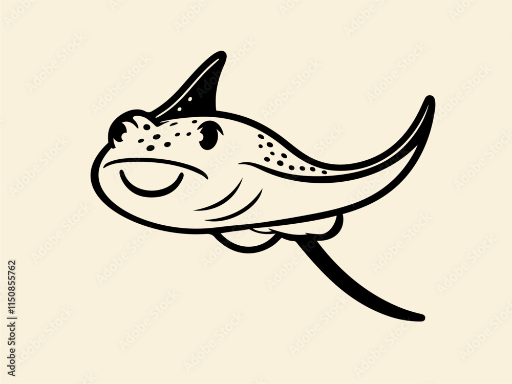 Manta Ray Simple Abstract Black and White Manta Ray Simple Abstract Black and White