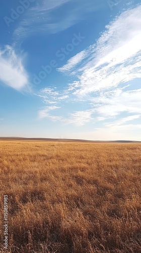 Golden Wheat Field Under a Blue Sky with Clouds