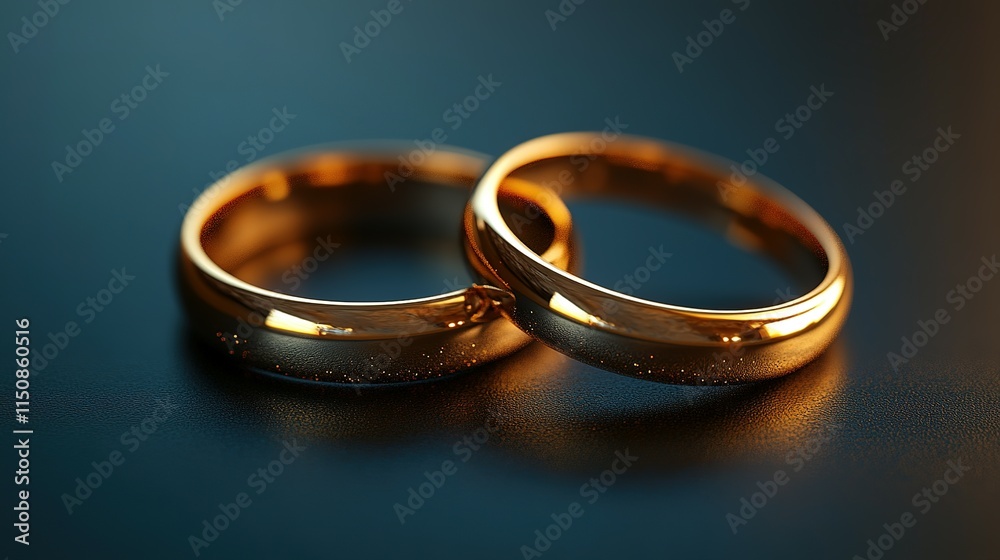 Two Golden Wedding Rings Resting Together Two Golden Wedding Rings Resting Together