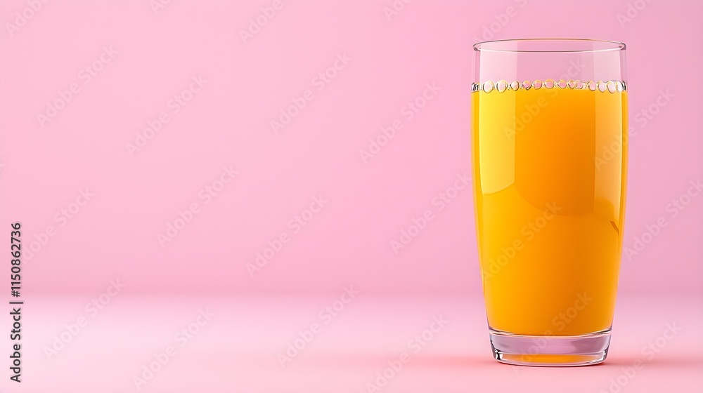 Fresh Orange Juice in a Glass on a Pink Background Fresh Orange Juice in a Glass on a Pink Background
