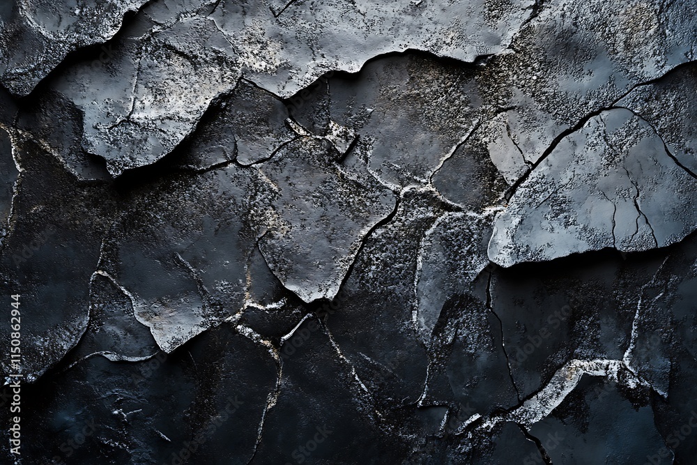 Fototapeta premium Dark Cracked Stone Texture: A Moody Abstract Background