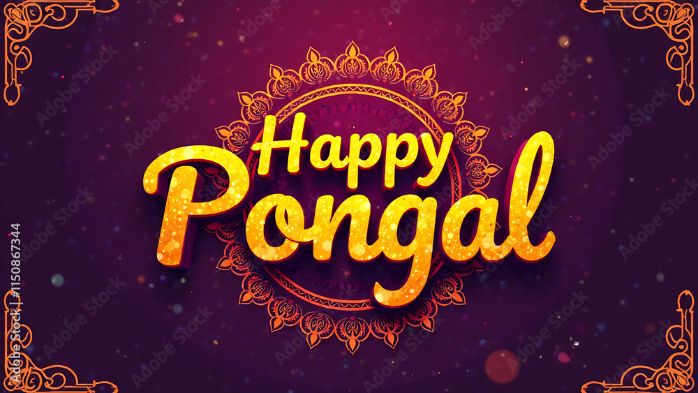 Vector logo design for the happy Pongal festival, with the word Happy Pongal Vector logo design for the happy Pongal festival, with the word Happy Pongal