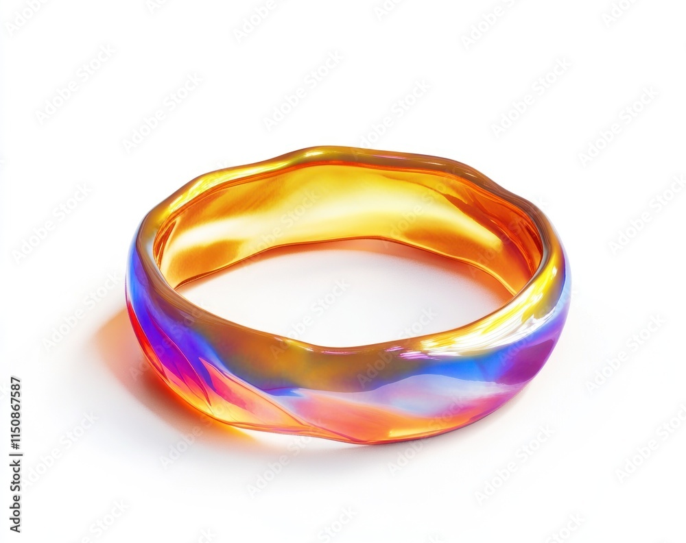 Iridescent gold ring with organic shape. Iridescent gold ring with organic shape.