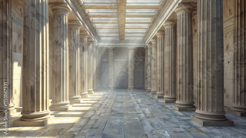Ancient greek architecture with pillars and a classical interior