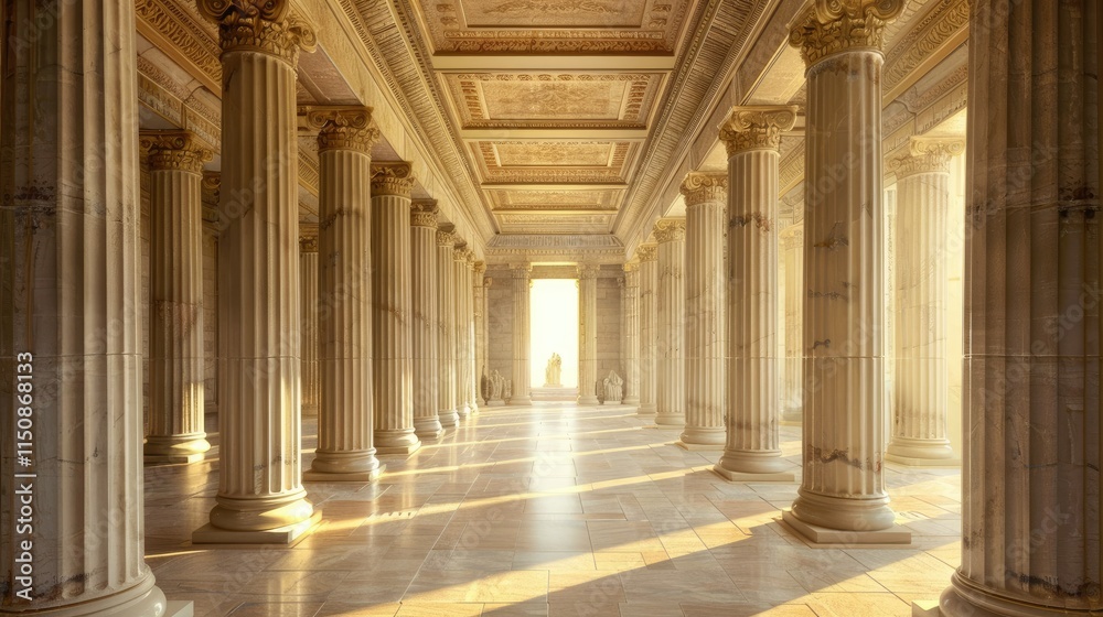 Ancient greek architecture with pillars and a classical interior