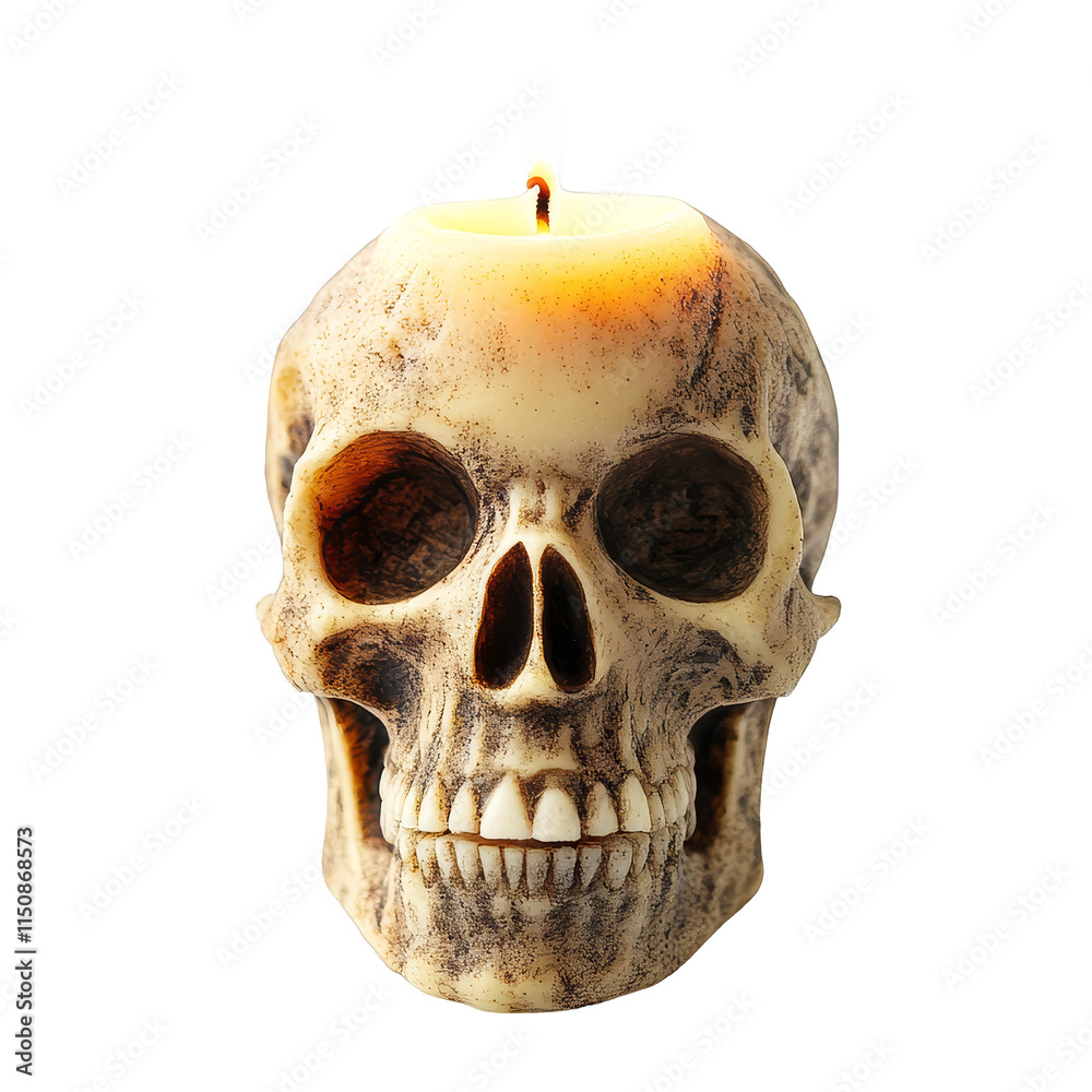 Obraz premium Candlelit skull display isolated