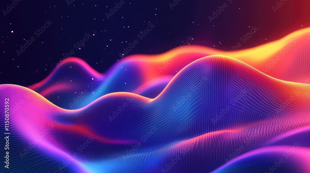 Obraz premium Colorful Digital Waves in Gradient Hues of Blue and Purple