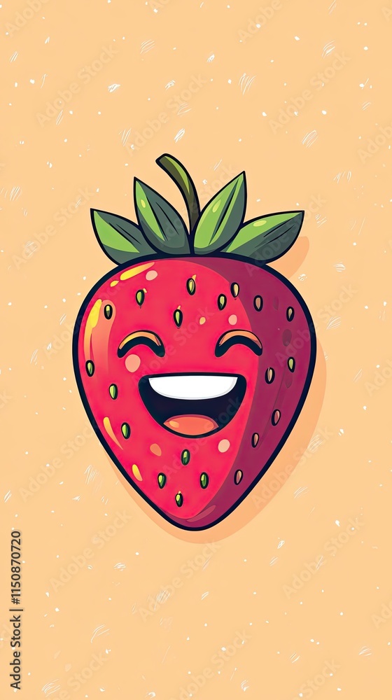 Happy Smiling Cartoon Strawberry Fruit Illustration Happy Smiling Cartoon Strawberry Fruit Illustration